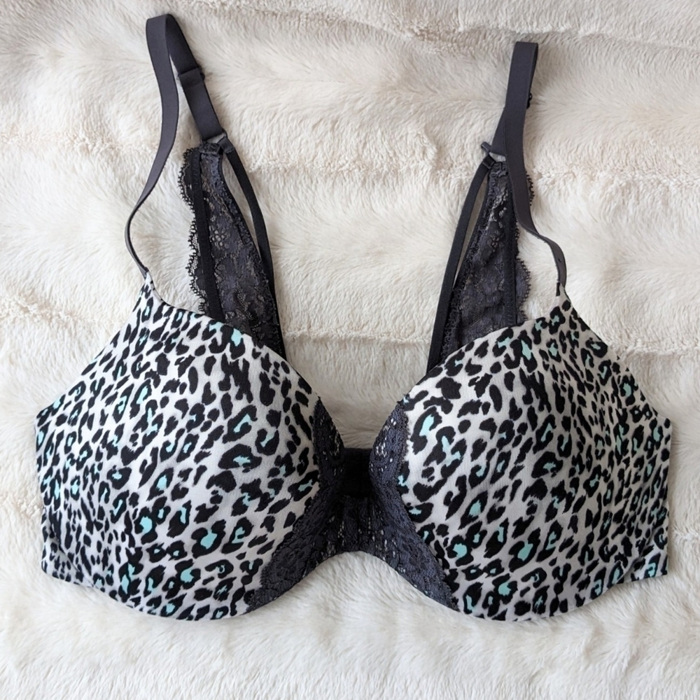 La Senza leopard animal print lace push up body kiss bra 32 DD